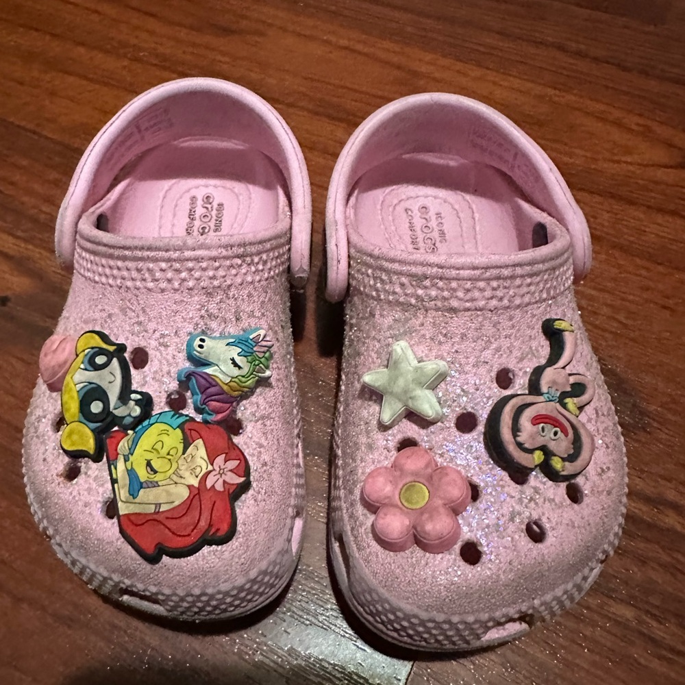 Kids Pink Crocs with Fun Charms